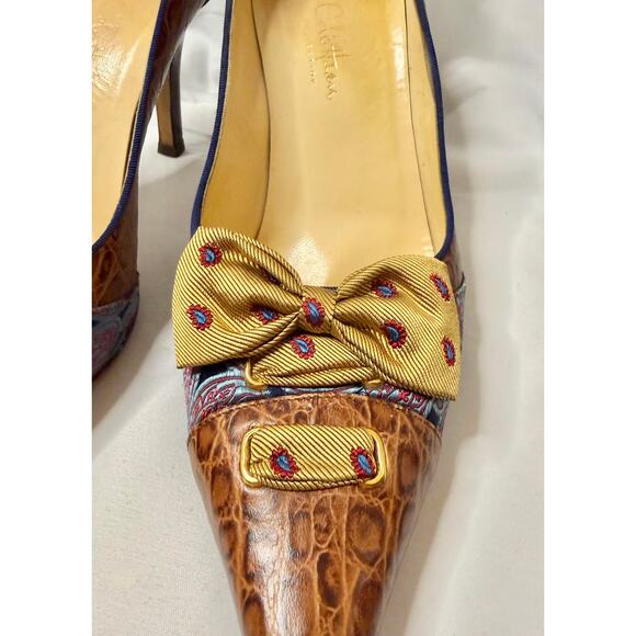 Cole Haan Collection ANGELIA Croc Print Leather Bow Pumps N4991 Size 9B - Picture 6 of 10